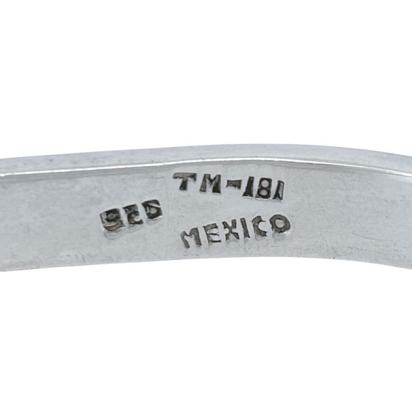 Vintage Mexico Taxco TM-181 Sterling Silver Turquoise Inlay Bangle Bracelet 6.5" - Picture 3 of 8